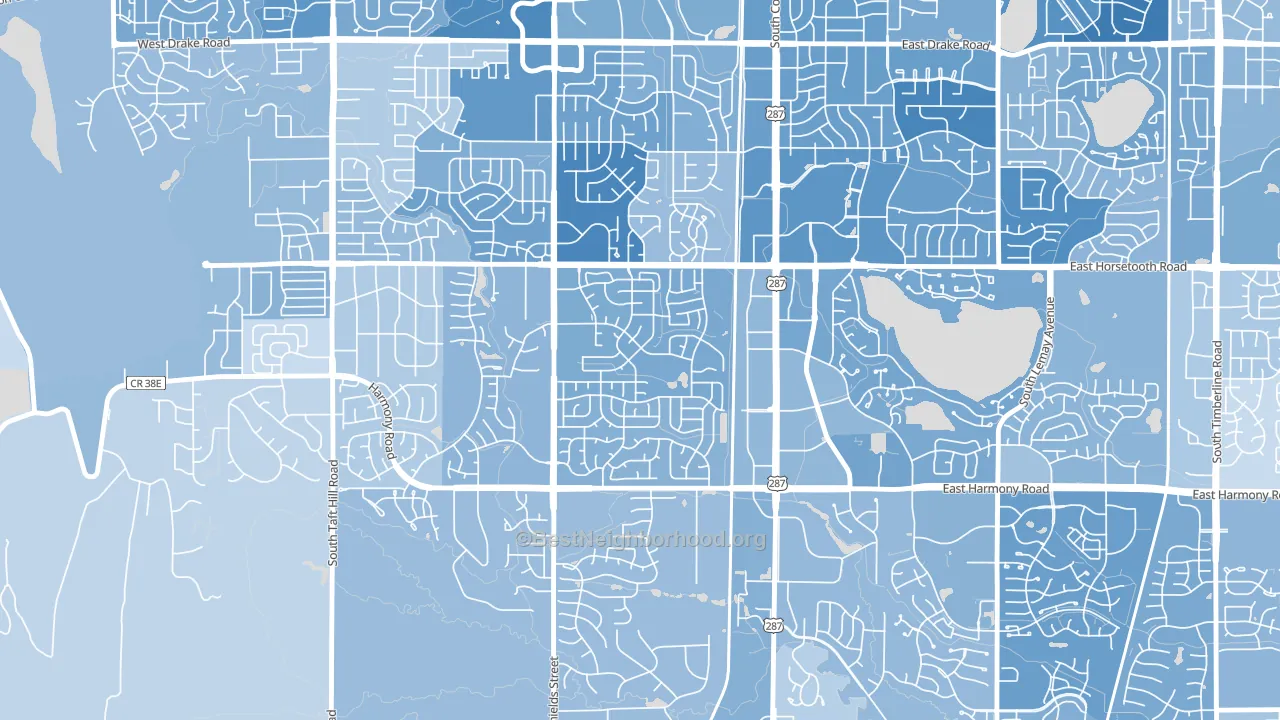 Troutman Park, Fort Collins, CO block-group political-lean map