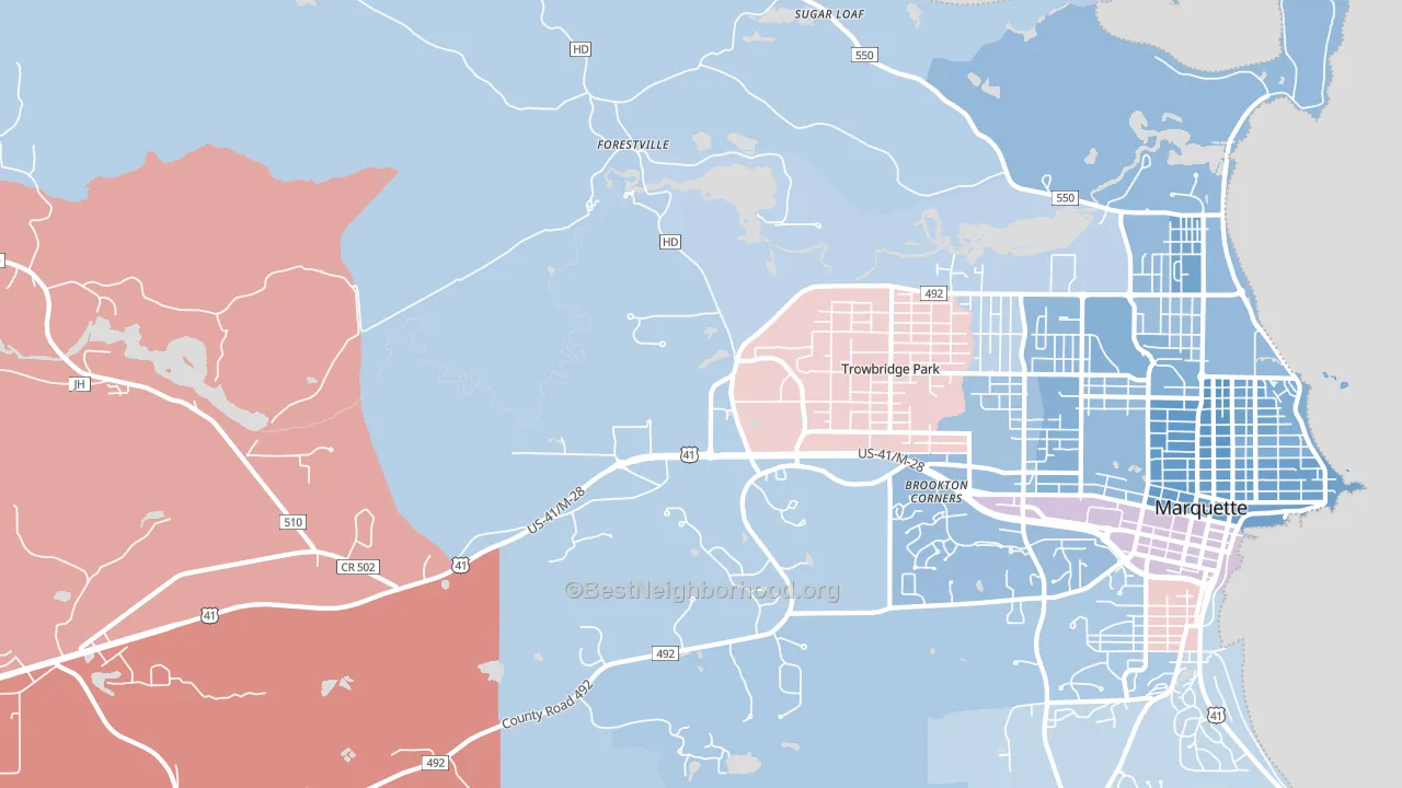 Trowbridge Park, MI block-group political-lean map
