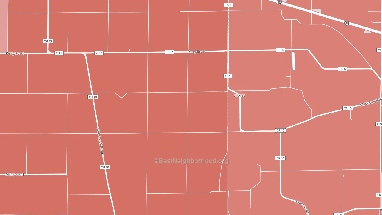 Troxel, IL block-group political-lean map