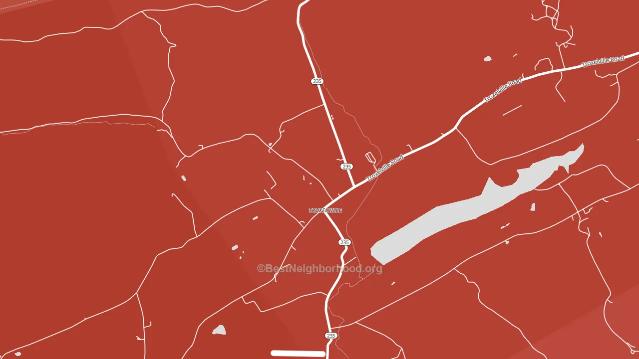 Troxelville, PA block-group political-lean map