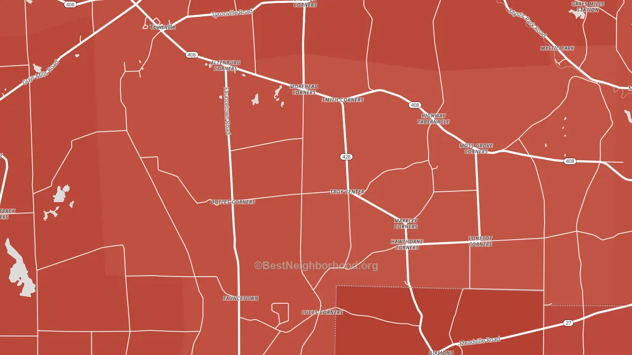 Troy Center, PA block-group political-lean map