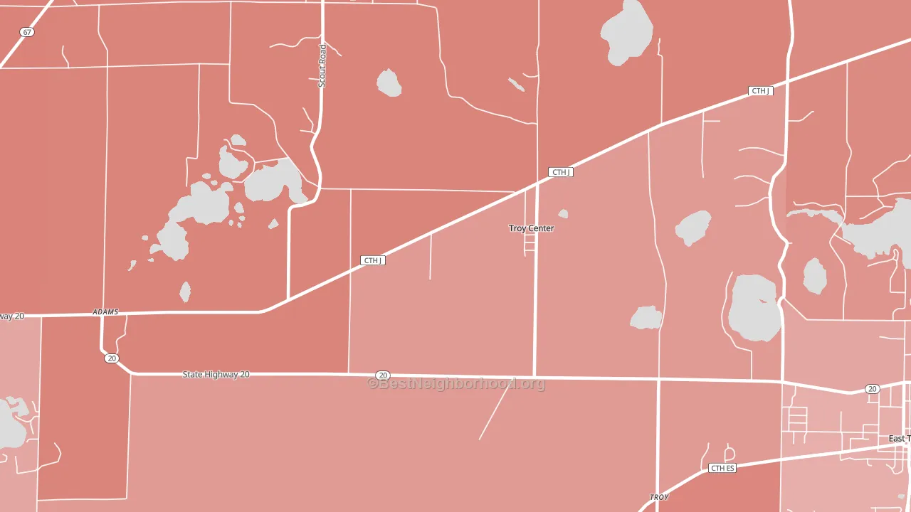 Troy Center, WI block-group political-lean map