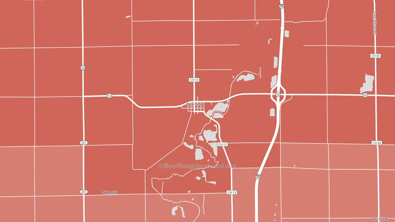 Troy Grove, IL block-group political-lean map
