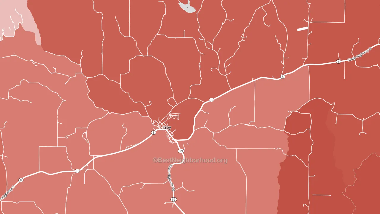 Troy, ID block-group political-lean map