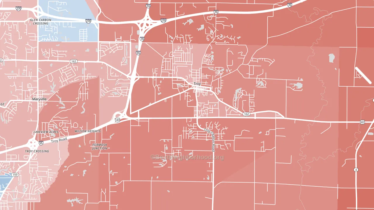 Troy, IL block-group political-lean map
