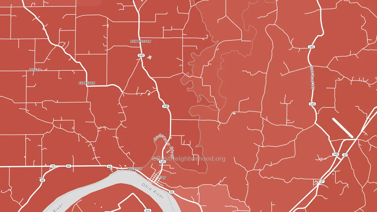 Troy, IN block-group political-lean map