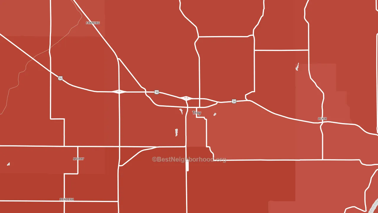 Troy, KS block-group political-lean map
