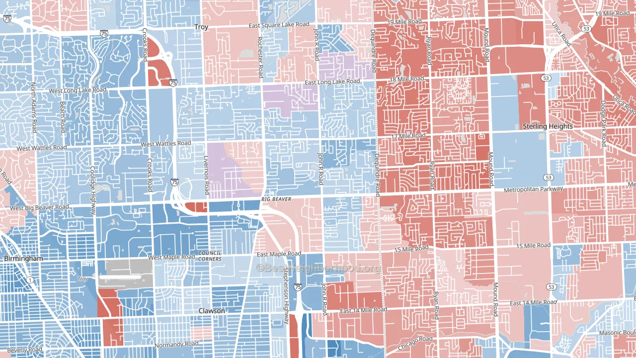 Troy, MI block-group political-lean map