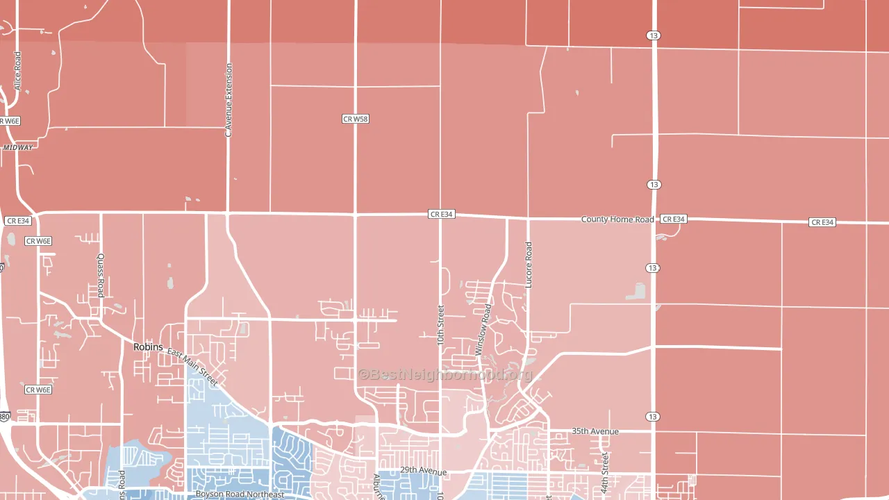 Troy Mills, IA block-group political-lean map