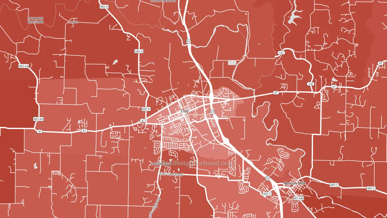 Troy, MO block-group political-lean map