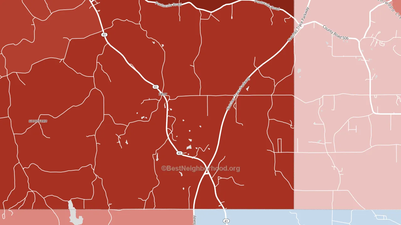 Troy, MS block-group political-lean map