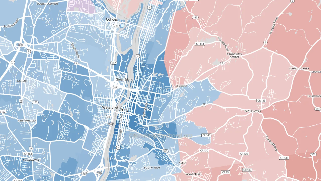 Troy, NY block-group political-lean map