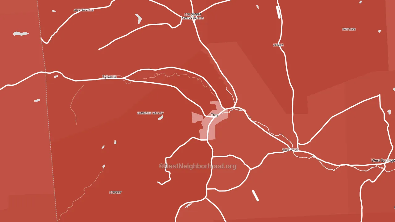Troy, PA block-group political-lean map