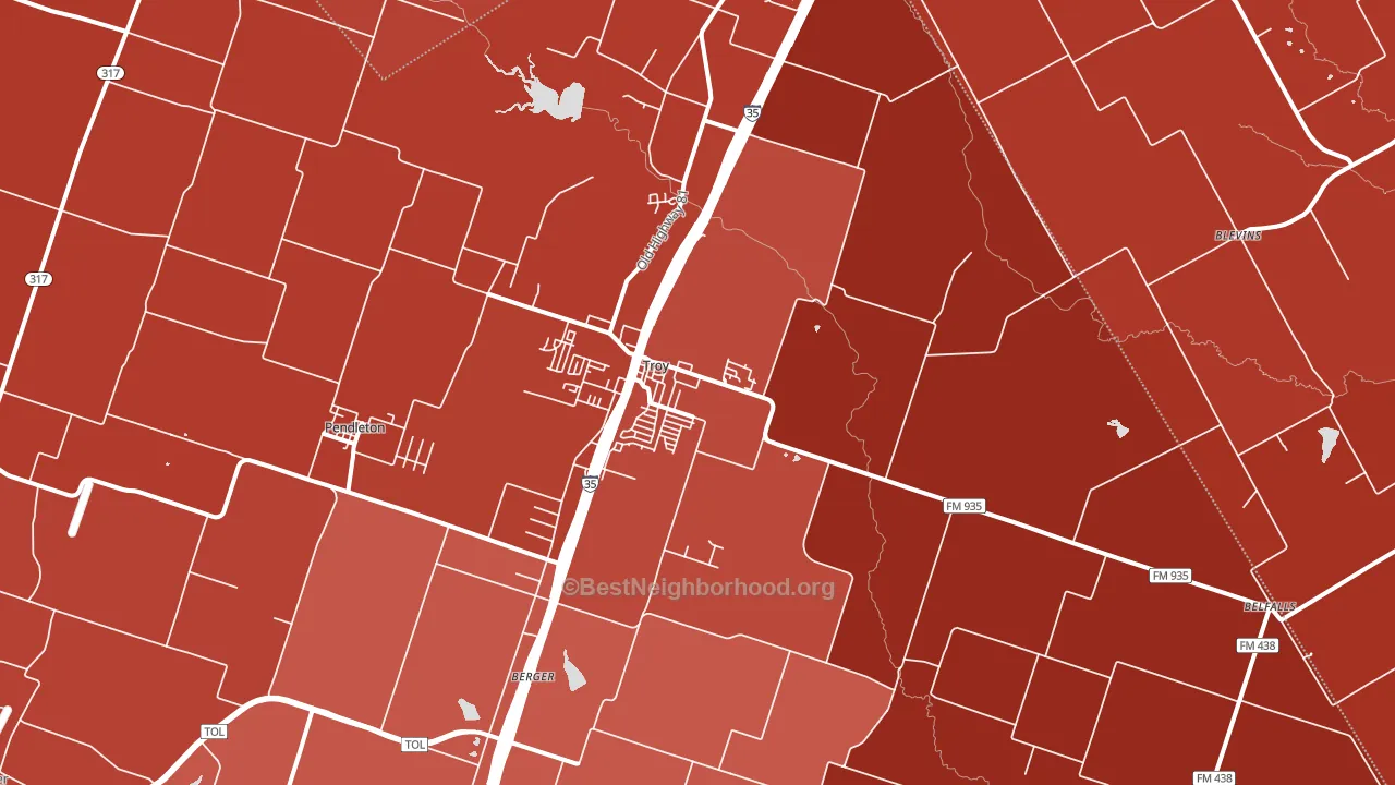 Troy, TX block-group political-lean map