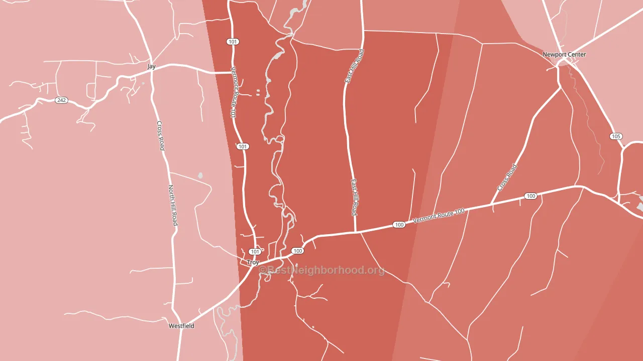 Troy, VT block-group political-lean map