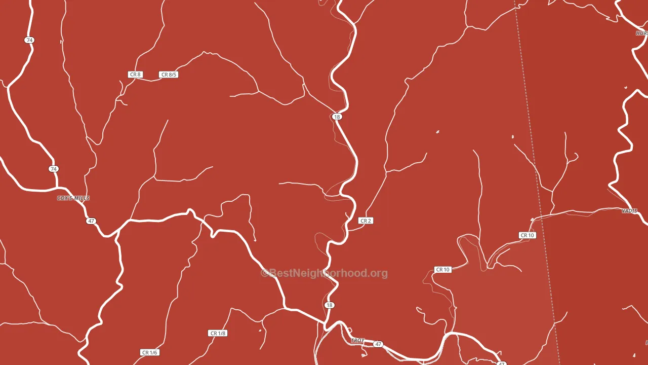 Troy, WV block-group political-lean map