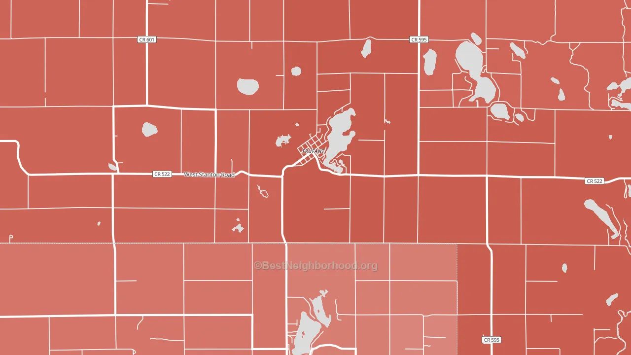 Trufant, MI block-group political-lean map