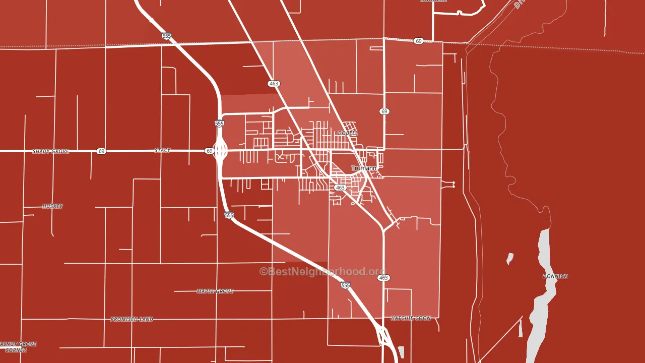 Trumann, AR block-group political-lean map
