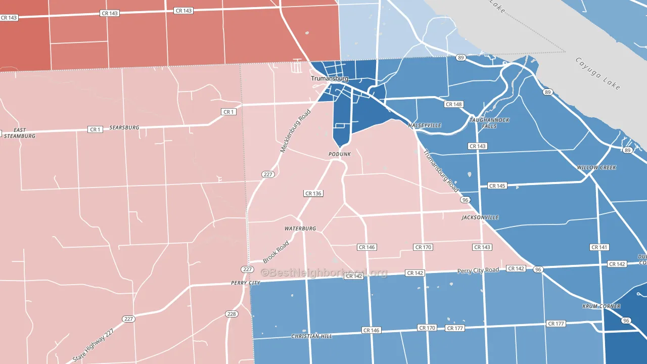 Trumansburg, NY block-group political-lean map