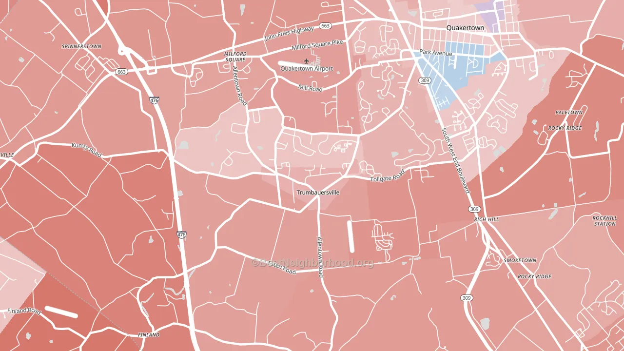 Trumbauersville, PA block-group political-lean map