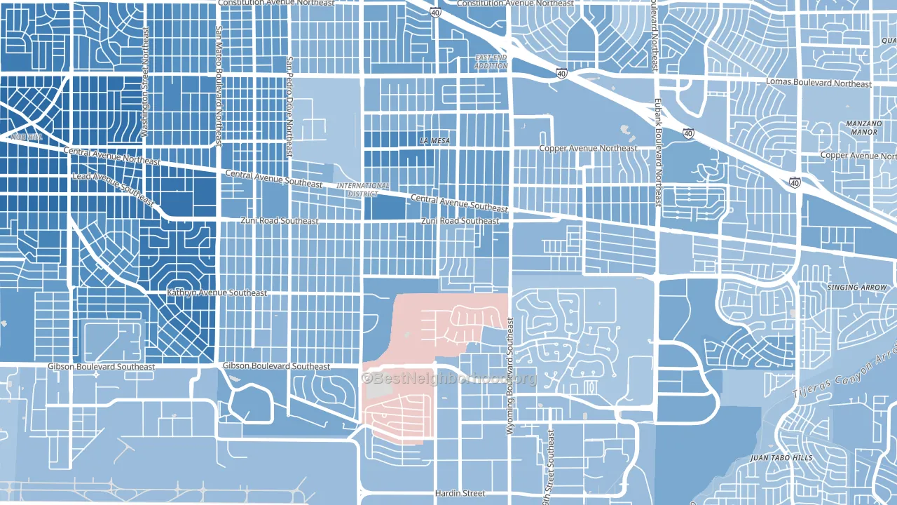 Trumbull Village, Albuquerque, NM block-group political-lean map