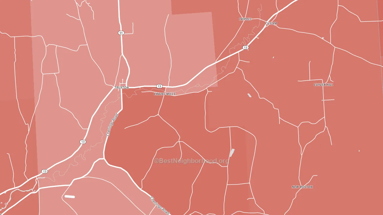 Truxton, NY block-group political-lean map