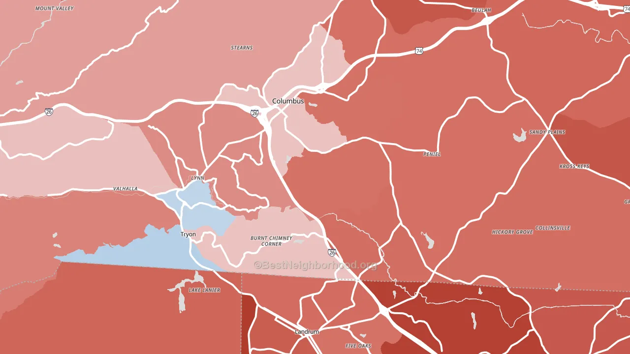 Tryon, NC block-group political-lean map