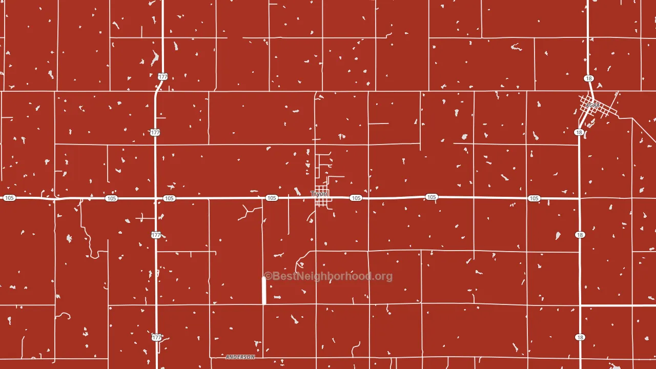 Tryon, OK block-group political-lean map