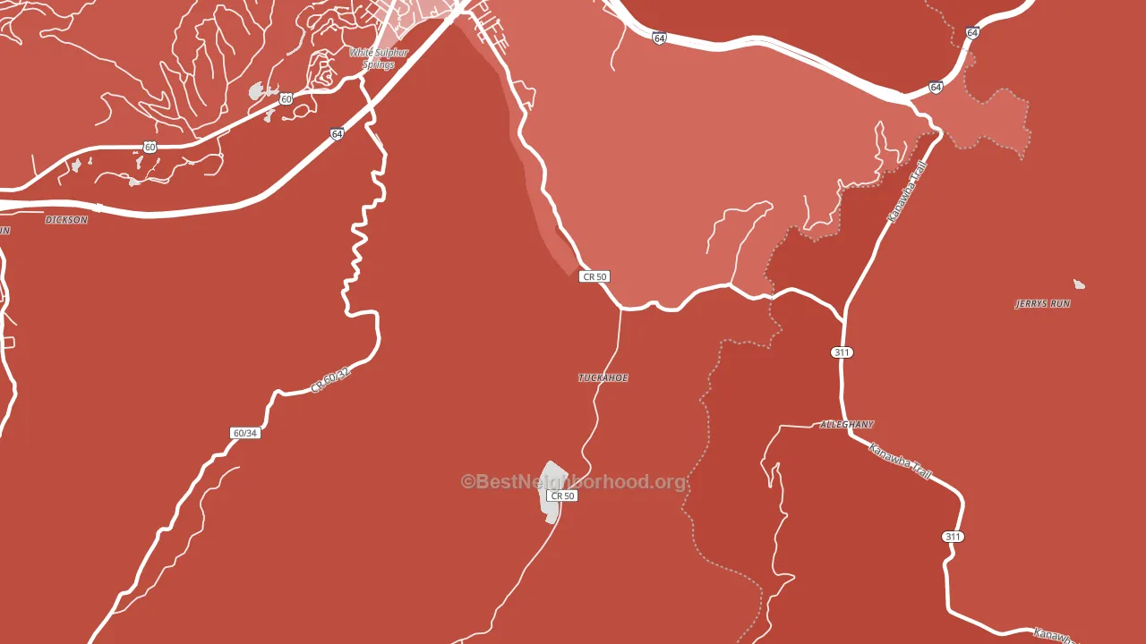 Tuckahoe, WV block-group political-lean map