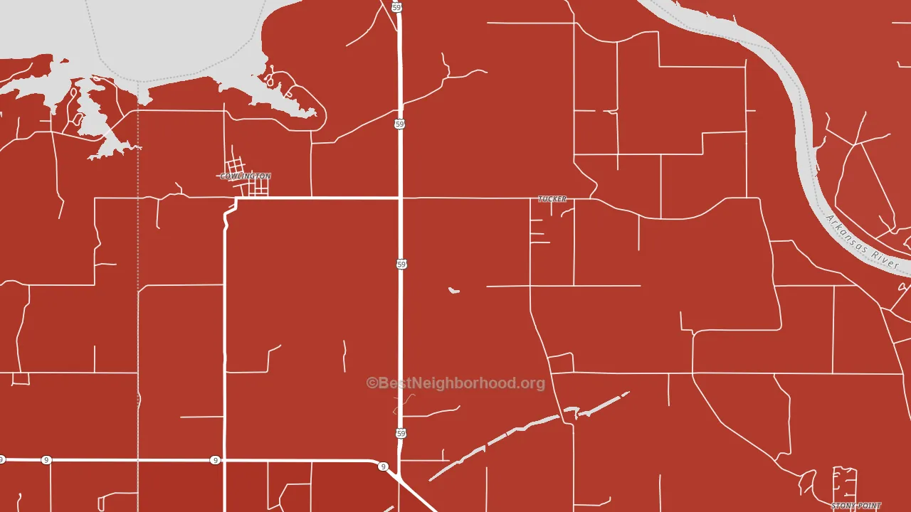 Tucker, OK block-group political-lean map