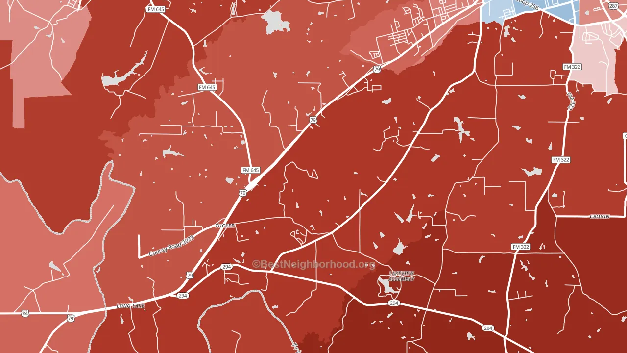 Tucker, TX block-group political-lean map