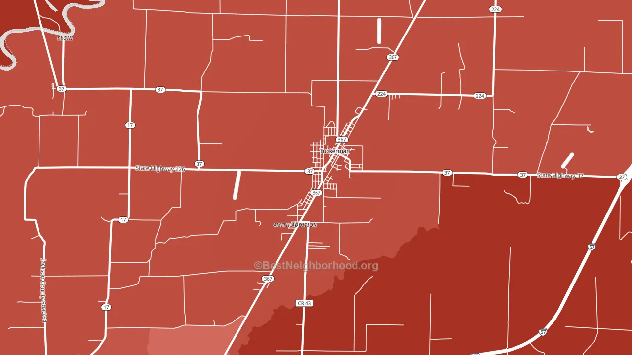 Tuckerman, AR block-group political-lean map