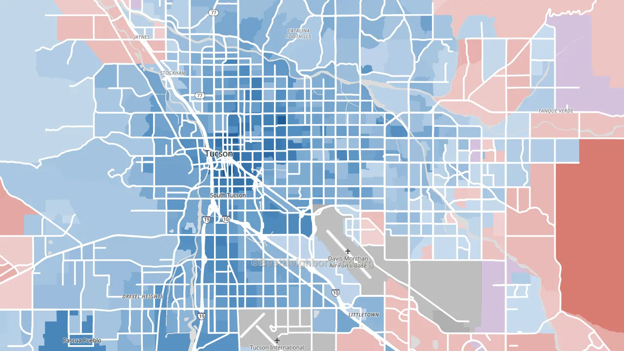Tucson, AZ block-group political-lean map