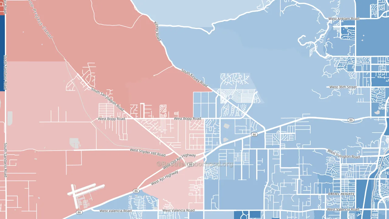 Tucson Estates, AZ block-group political-lean map