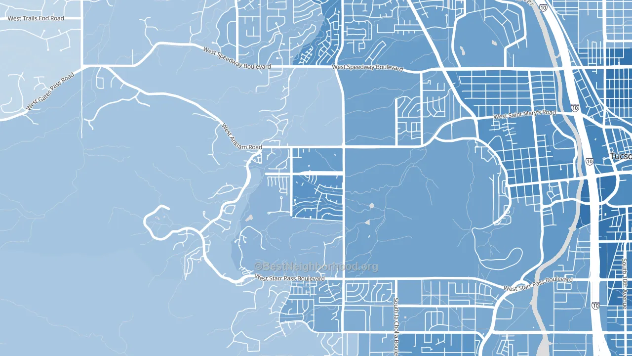 Tucson Park West, Tucson, AZ block-group political-lean map