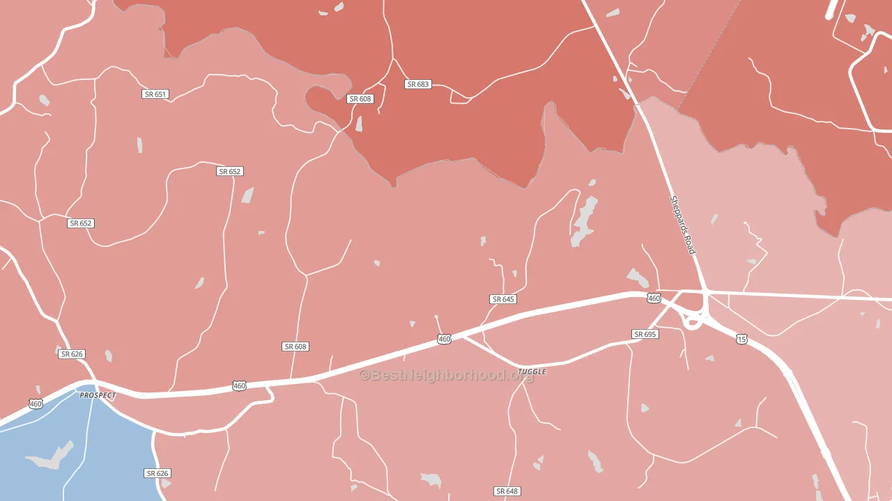 Tuggle, VA block-group political-lean map