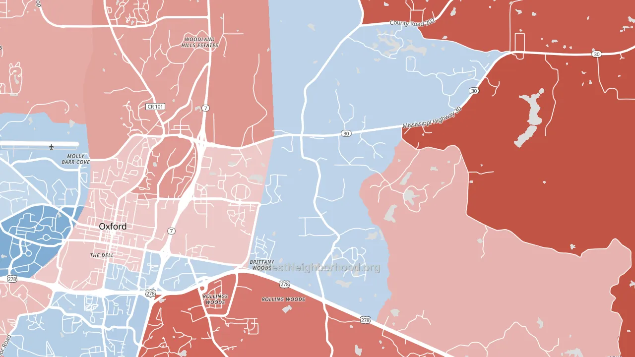Tula, MS block-group political-lean map