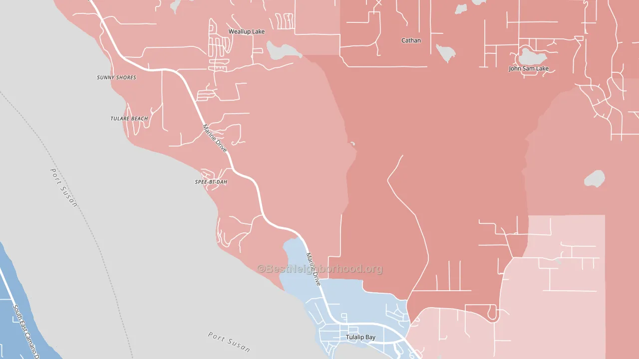 Tulalip, WA block-group political-lean map