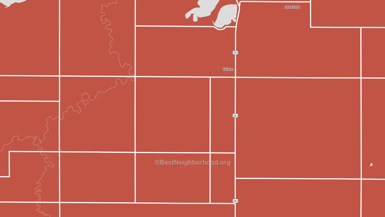 Tulare, SD block-group political-lean map