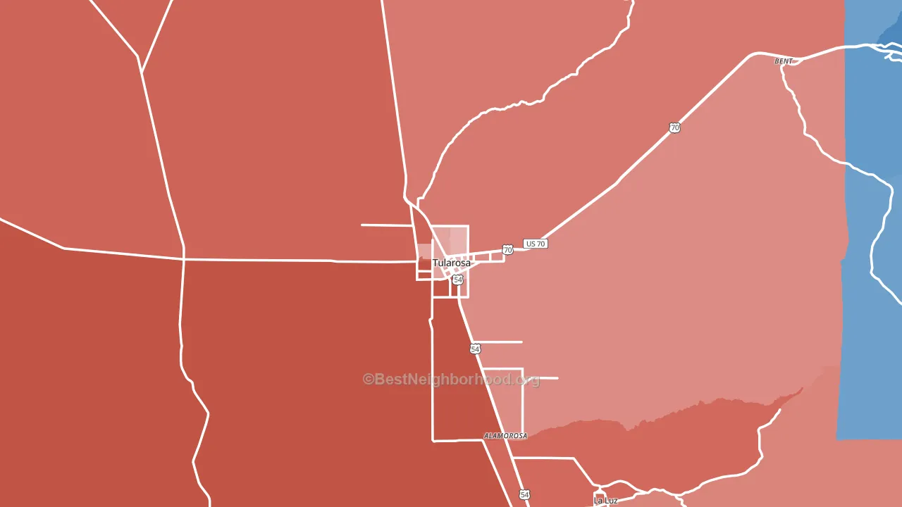 Tularosa, NM block-group political-lean map