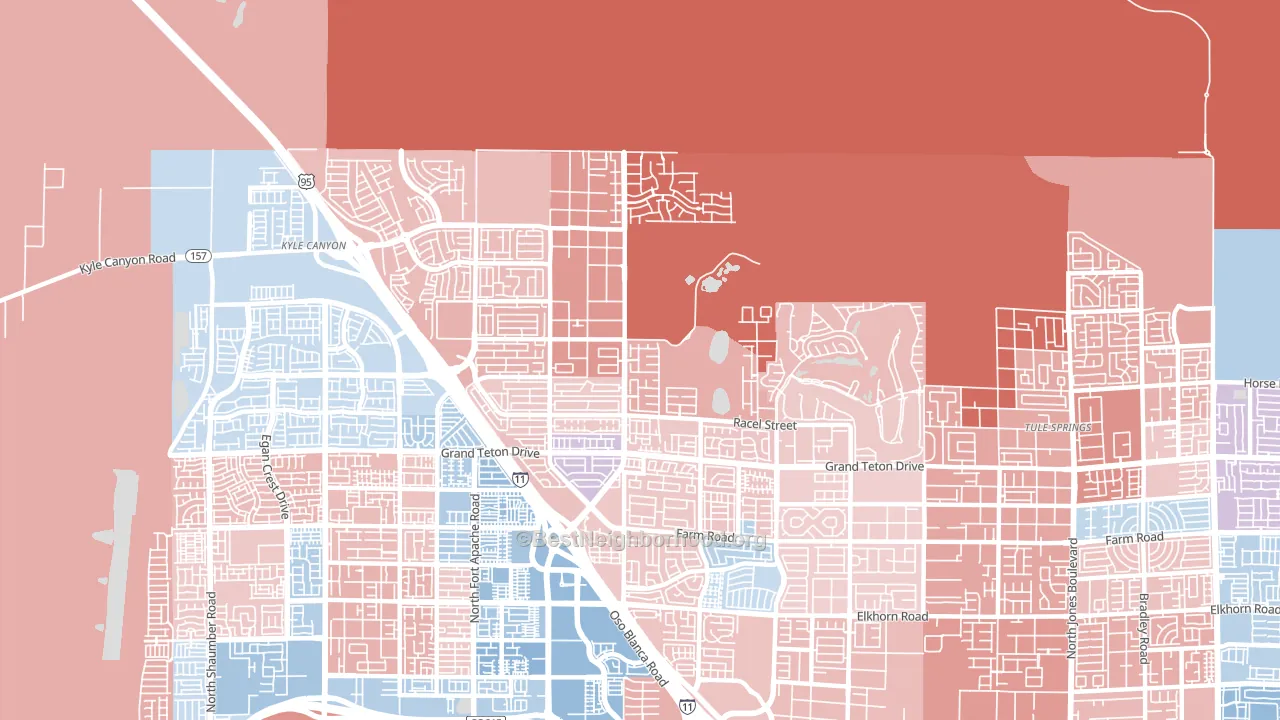 Tule Springs, Las Vegas, NV block-group political-lean map
