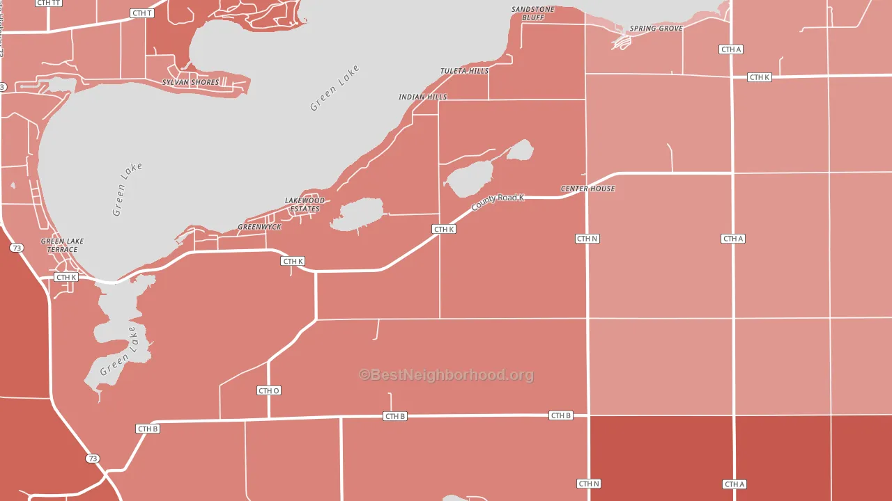 Tuleta Hills, WI block-group political-lean map