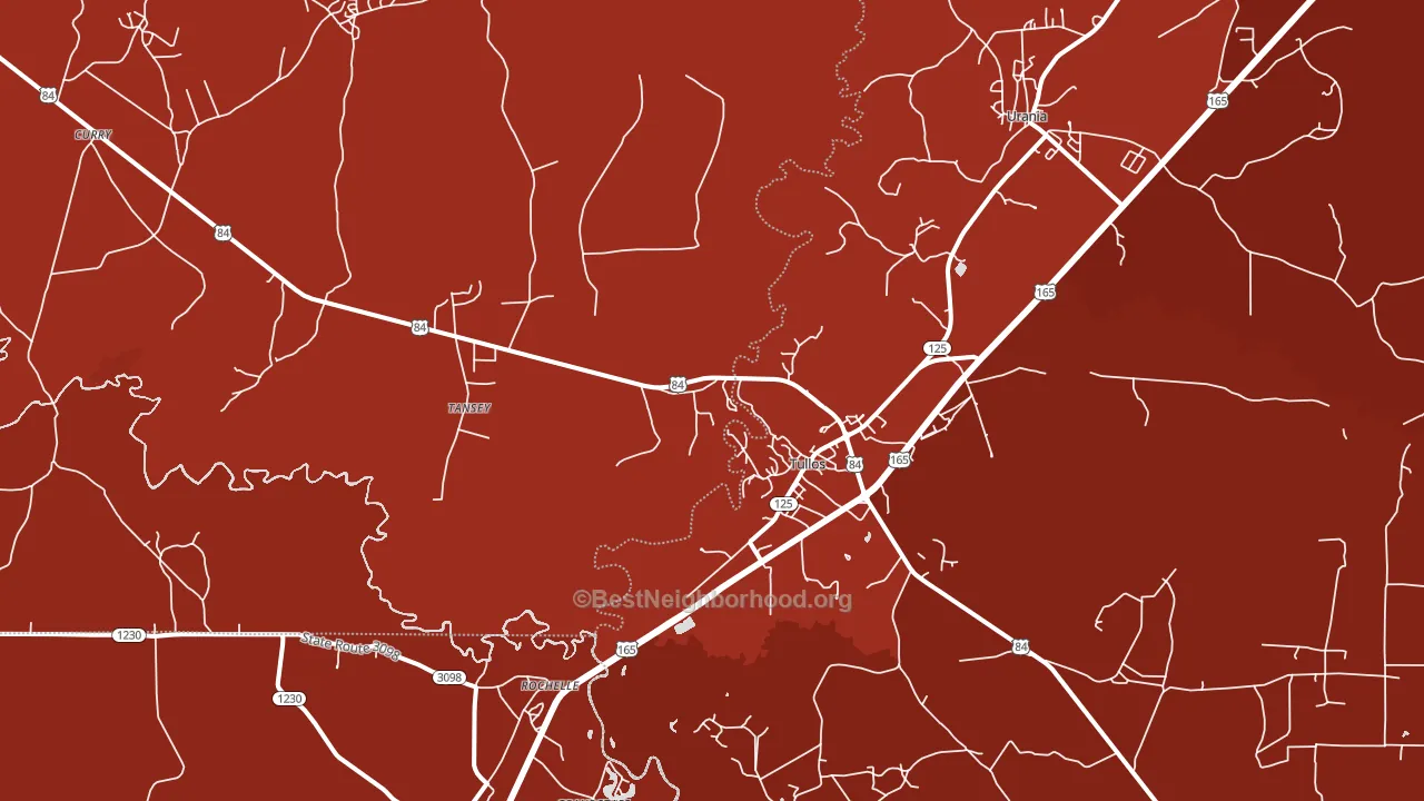 Tullos, LA block-group political-lean map