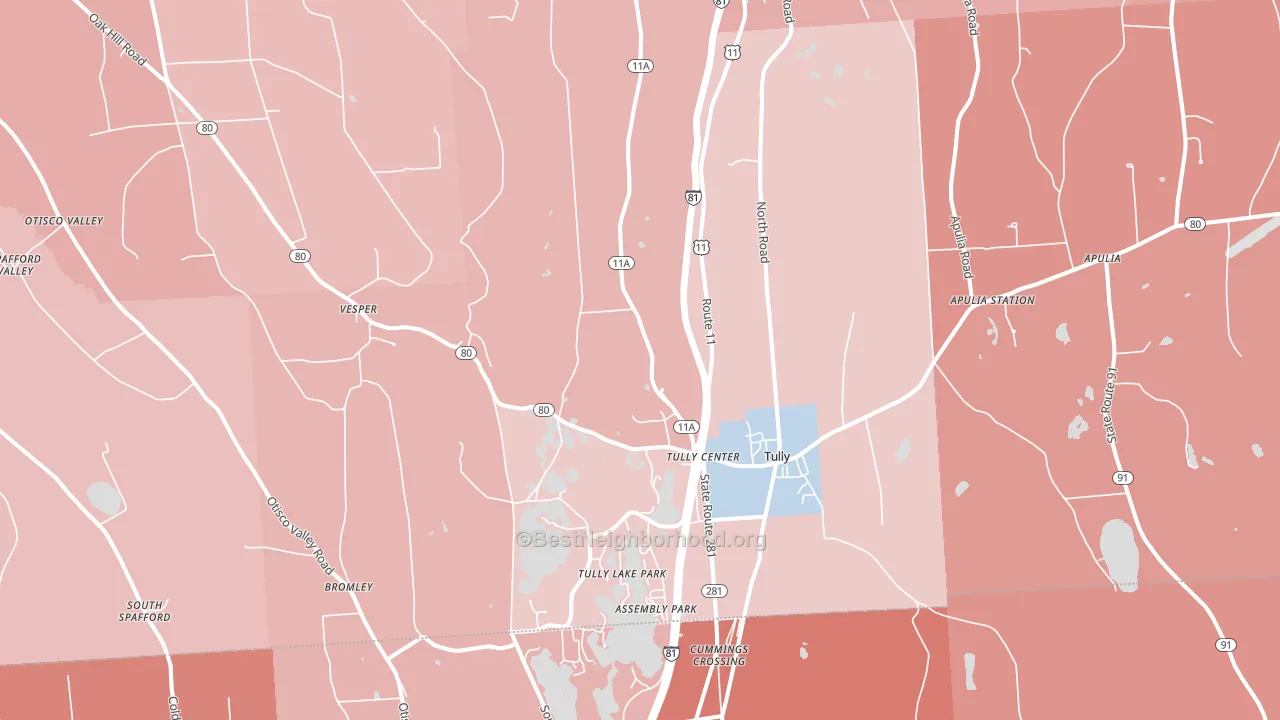 Tully, NY block-group political-lean map