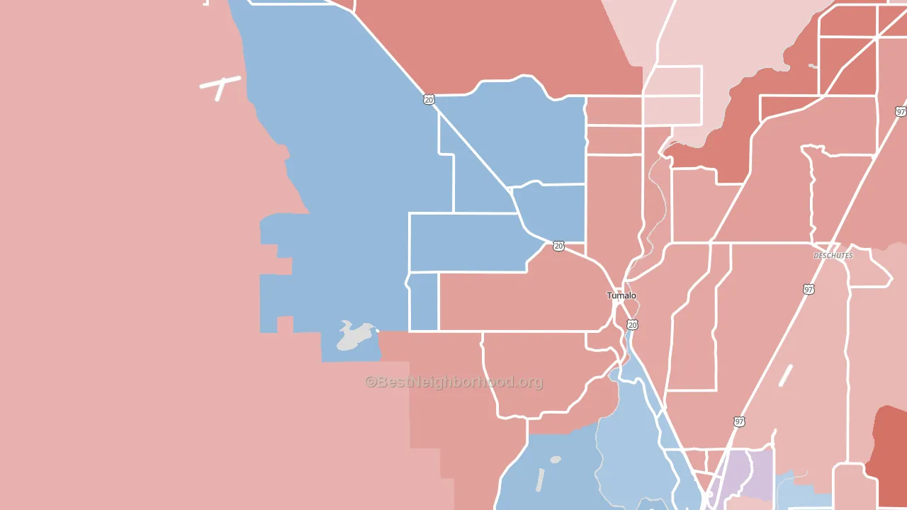 Tumalo, OR block-group political-lean map