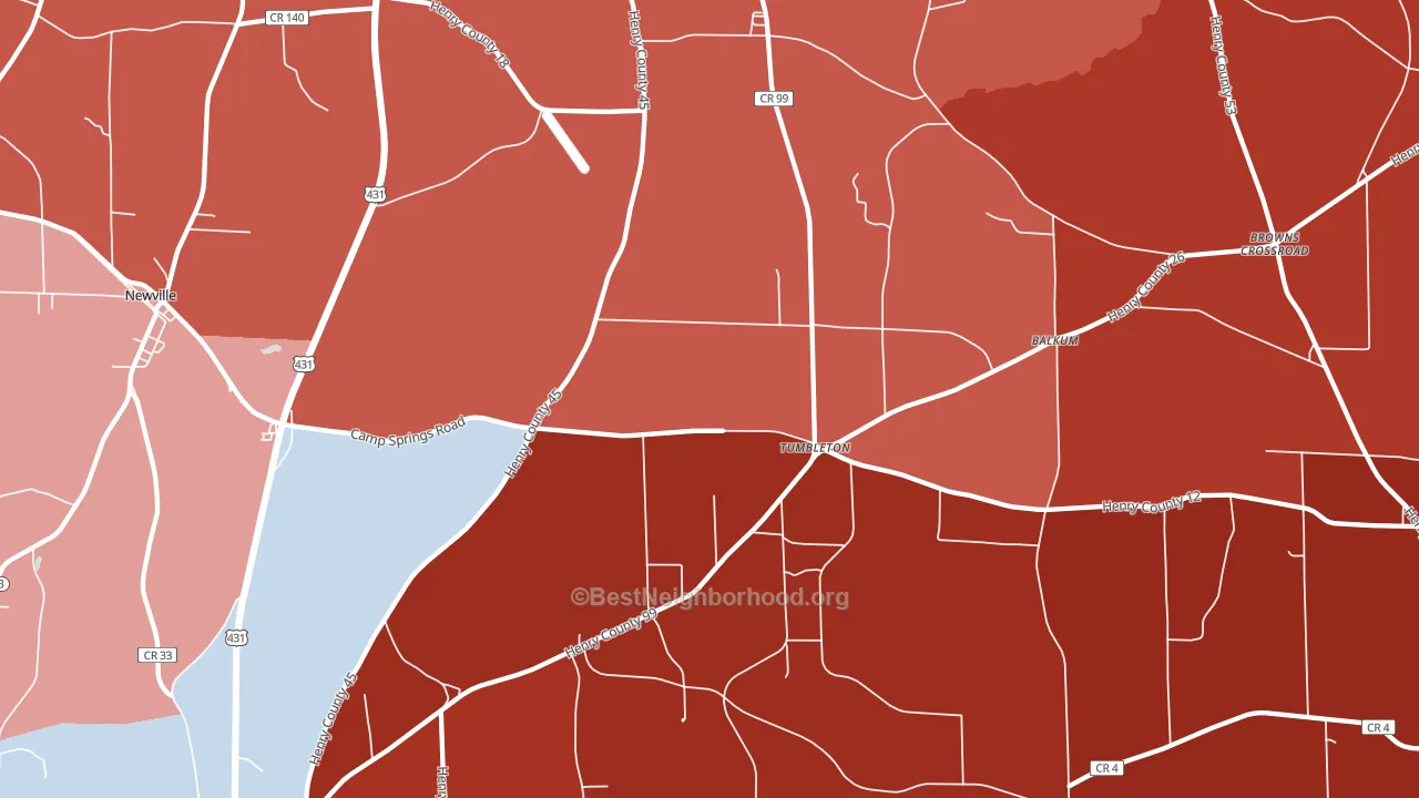 Tumbleton, AL block-group political-lean map