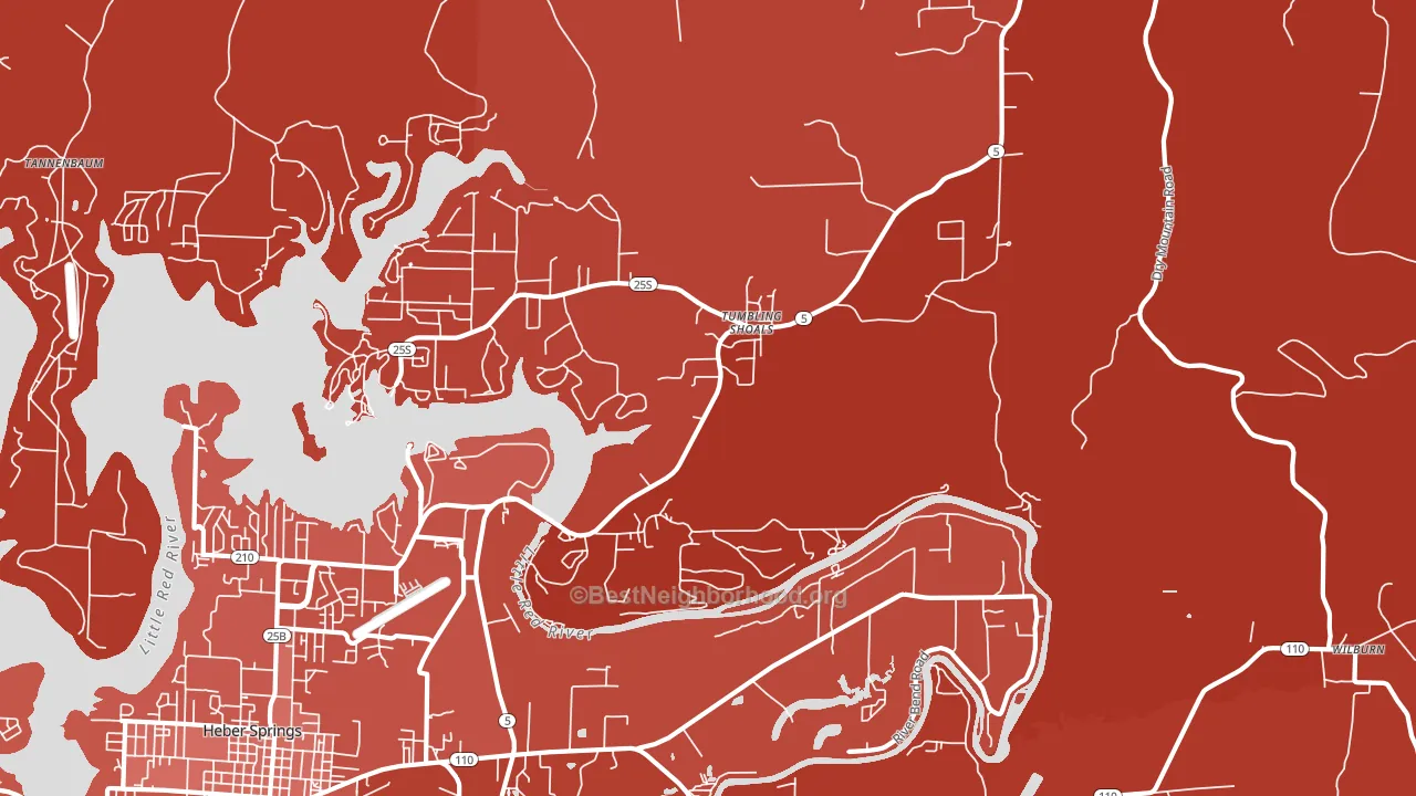 Tumbling Shoals, AR block-group political-lean map