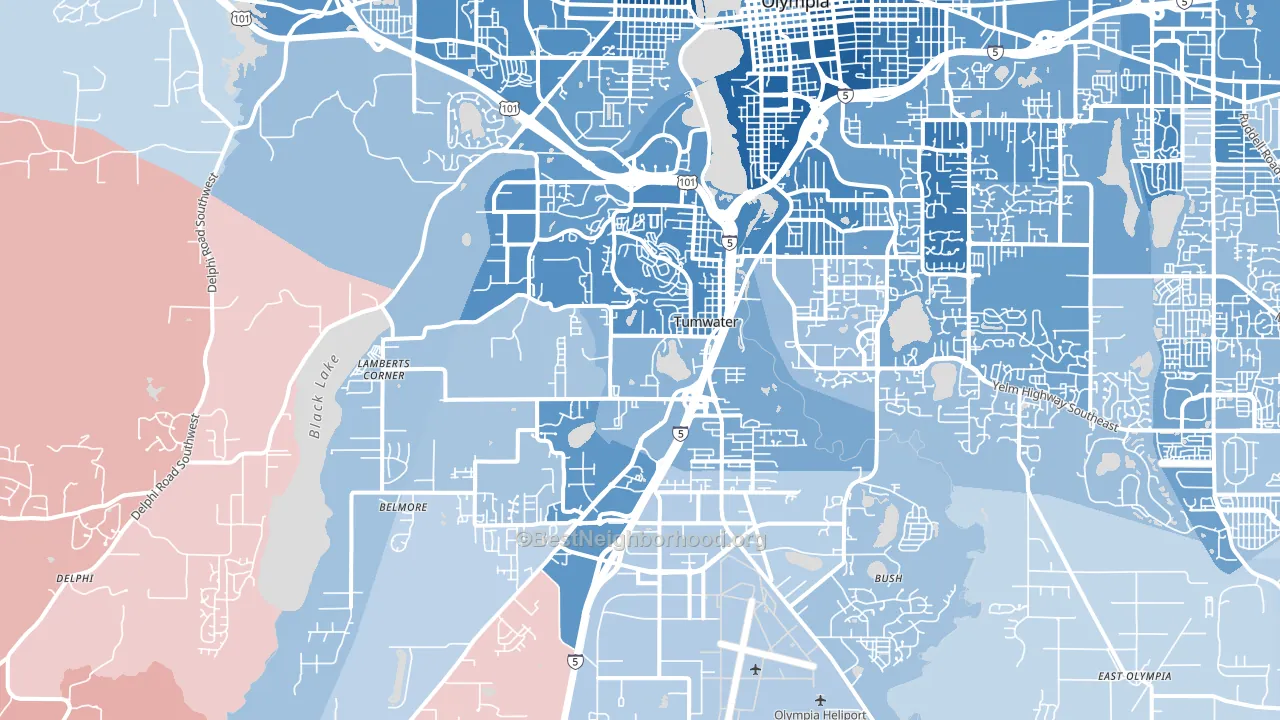 Tumwater, WA block-group political-lean map