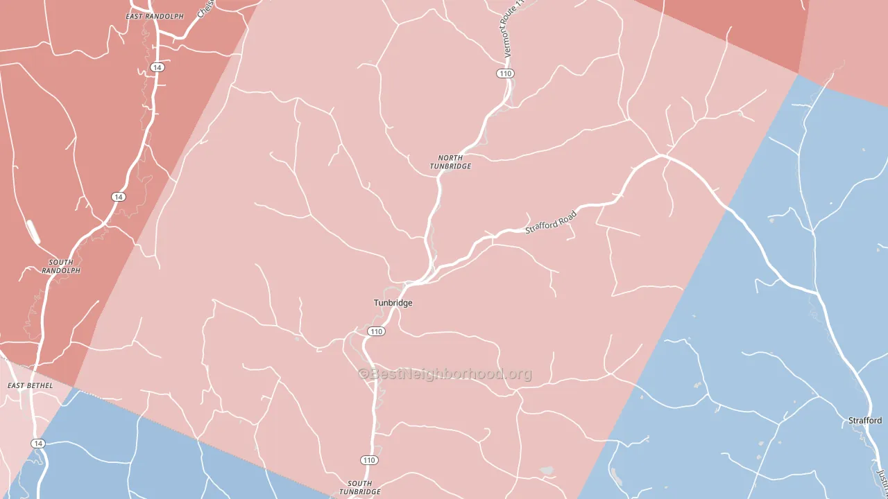 Tunbridge, VT block-group political-lean map