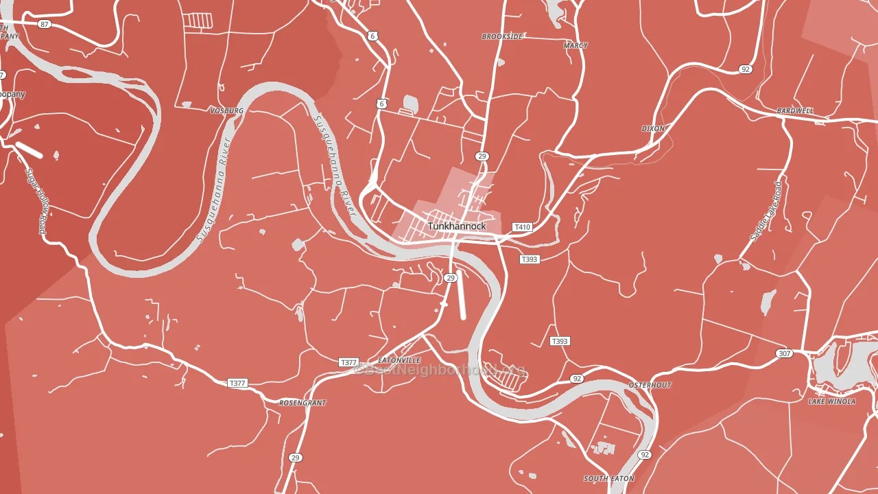 Tunkhannock, PA block-group political-lean map